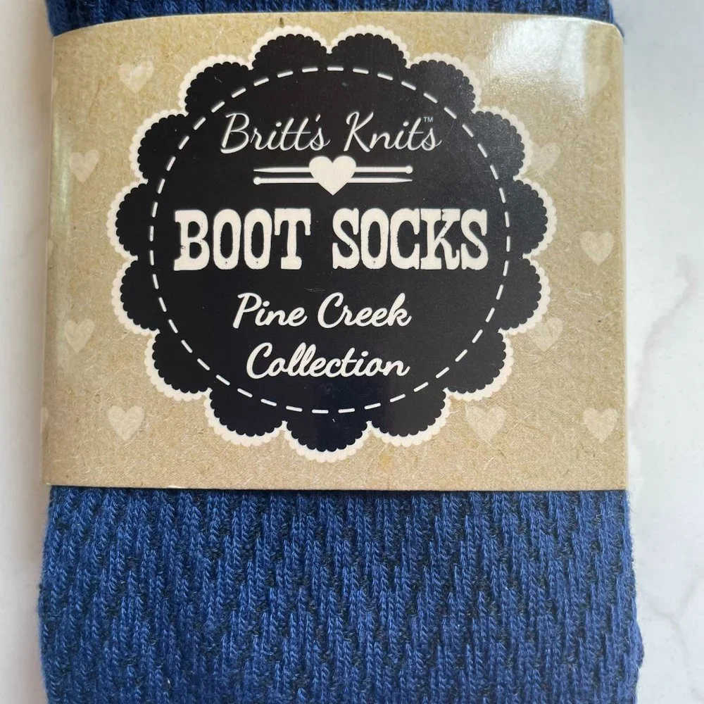 Britts Knits Pine Creek Boot Socks with Buttons Navy Blue One Size Fits Most NEW